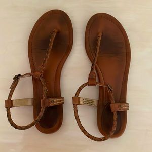 Frye Madison braided sandal size 8M brown leather